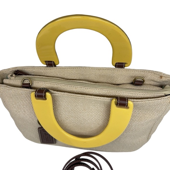 Vintage 90s Relic by Fossil Cream Woven Straw Purse w Dried Flower Resin Handles - Picture 5 of 15